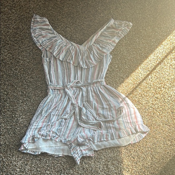 Striped Ruffle Romper - Picture 1 of 3